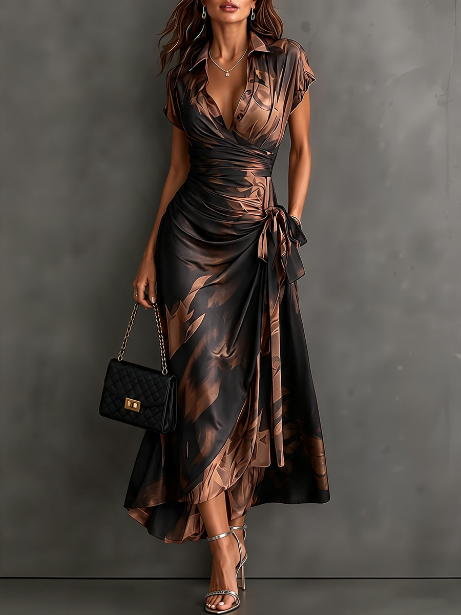 Valeria™ | Abstract Wrap Maxi Dress